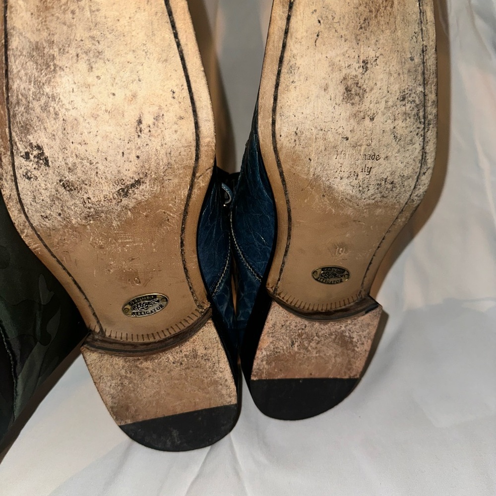 Vintage Matteo & Massim Men's Blue Genuine Crocodile Shoes size 10 with belt 40 - Picture 12 of 15